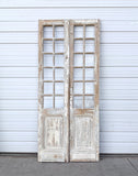 Pair of Antique 24 Lite Washed Wood French Doors